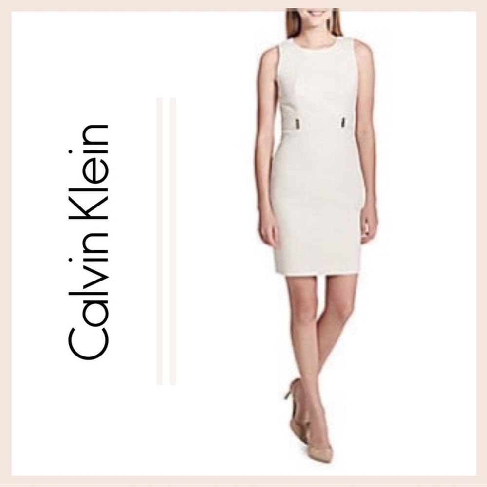 Calvin Klein Sheath Textured w Metal Detail NWT Size 8